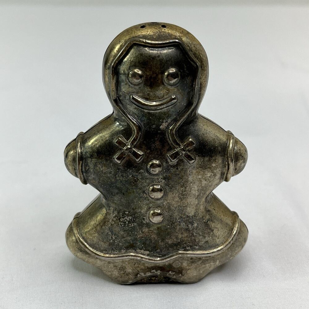 Vintage Godinger silverplate Salt Or Peper Shaker Gingerbread woman, retro